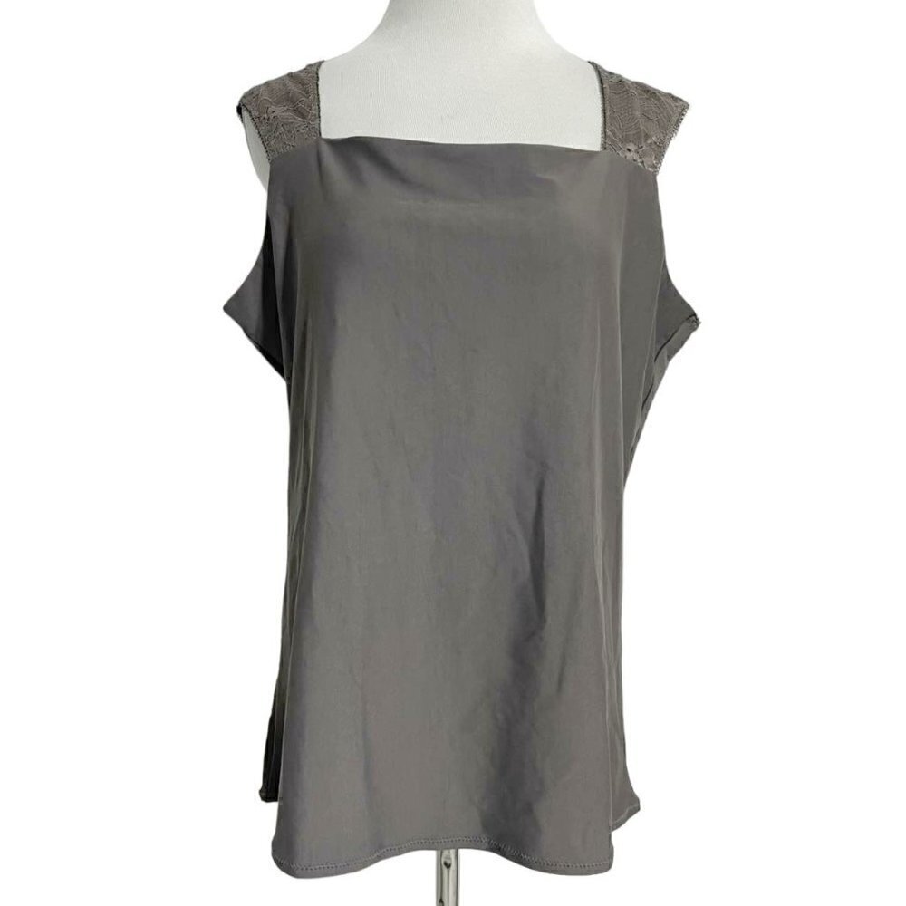 WinterSilks XL Top Blouse Sleeveless Lace Detail